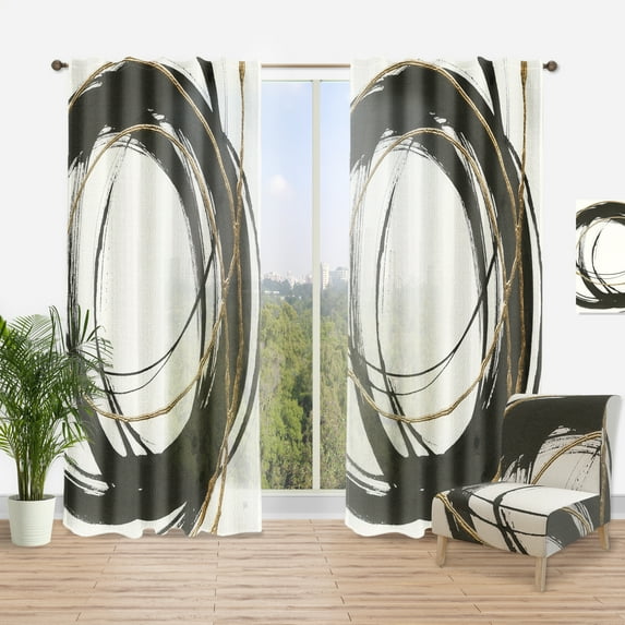 Designart 'Abstract Monochrome I' Posh & Luxe Curtain Panel