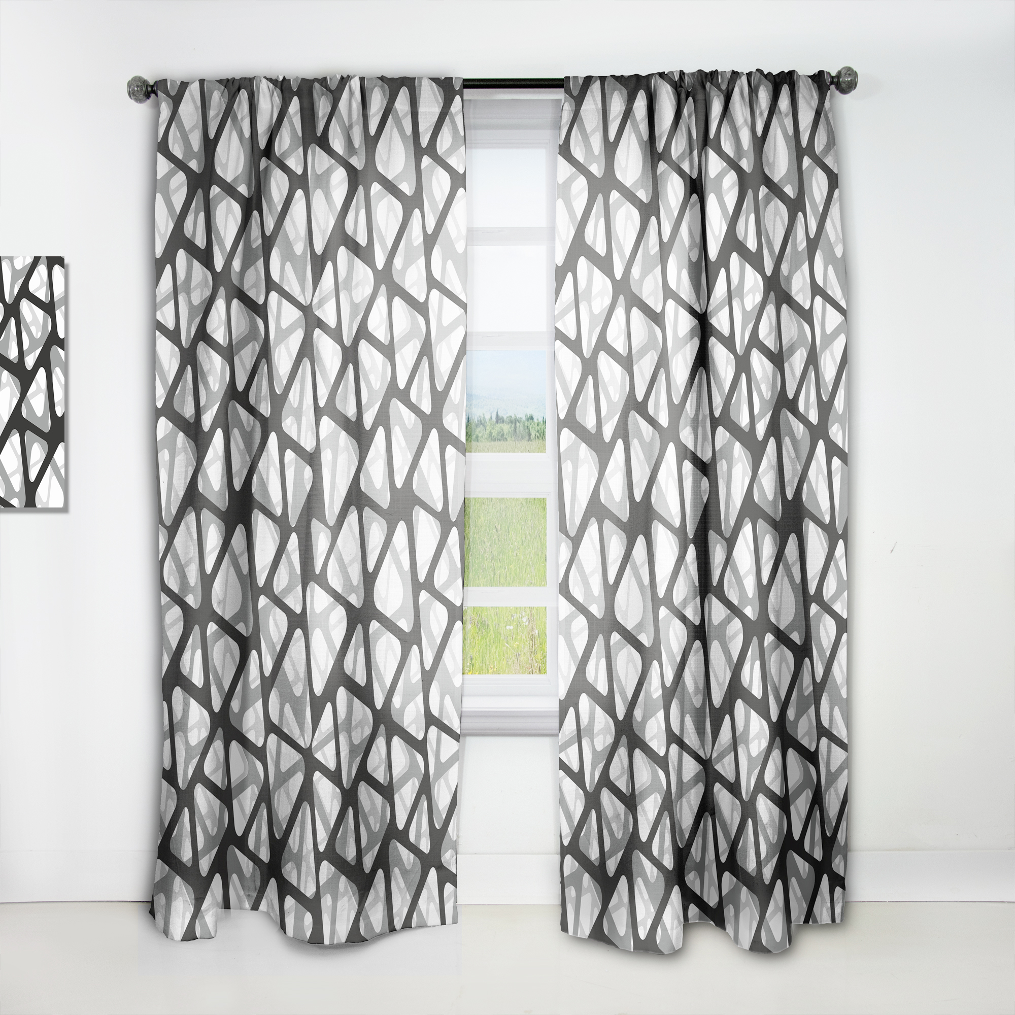 Designart 'Abstract Monochrome IV' Modern & Contemporary Curtain Panel