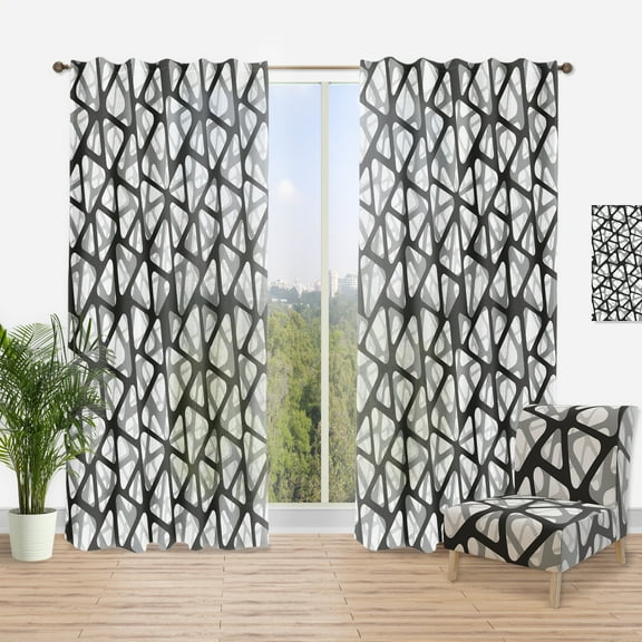 Designart 'Abstract Monochrome IV' Modern & Contemporary Curtain Panel