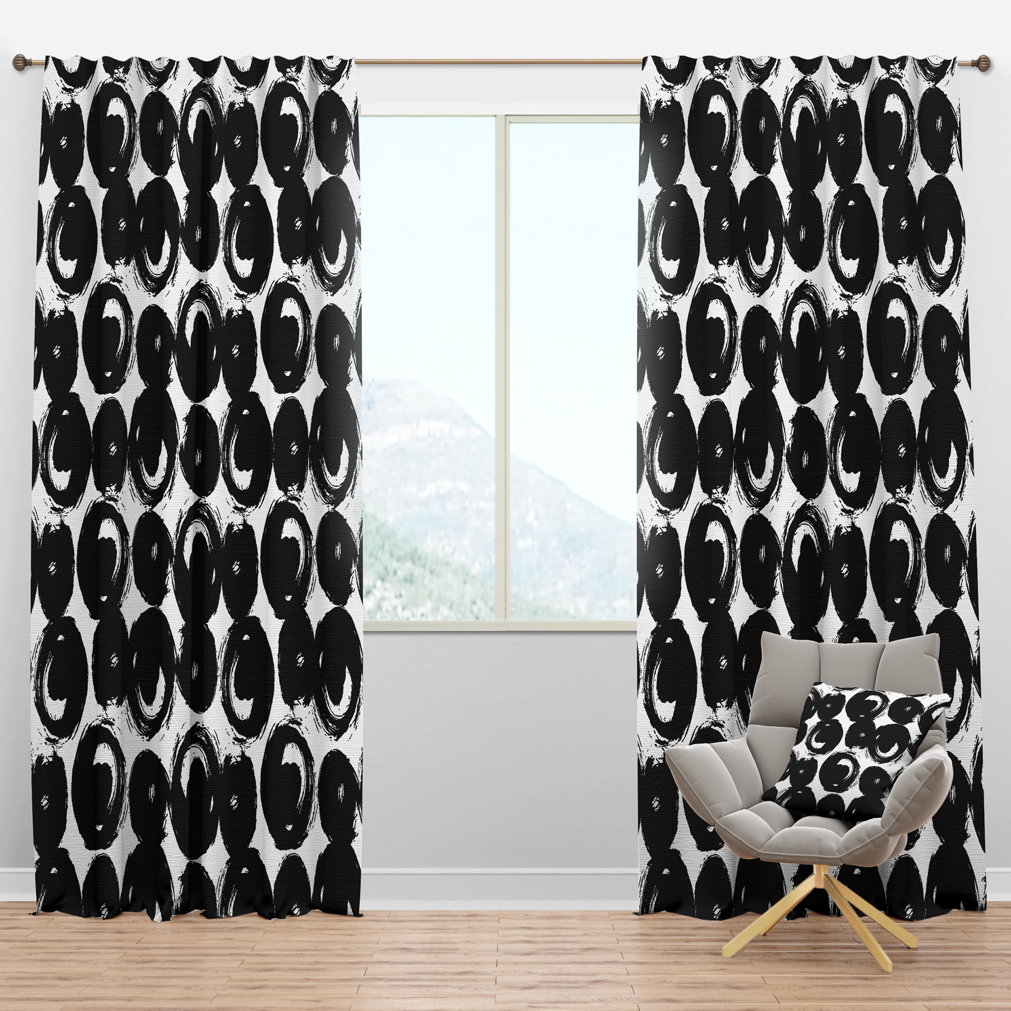 Designart 'Abstract Monochrome VII' Modern & Contemporary Blackout Curtain Panel