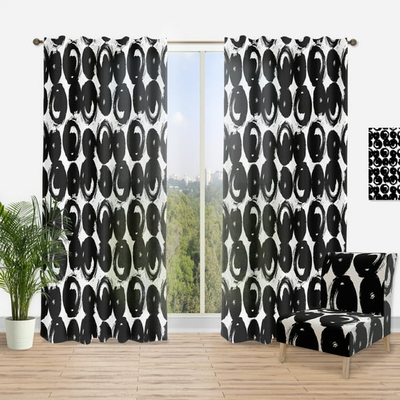 Designart 'Abstract Monochrome VII' Modern & Contemporary Curtain Panel
