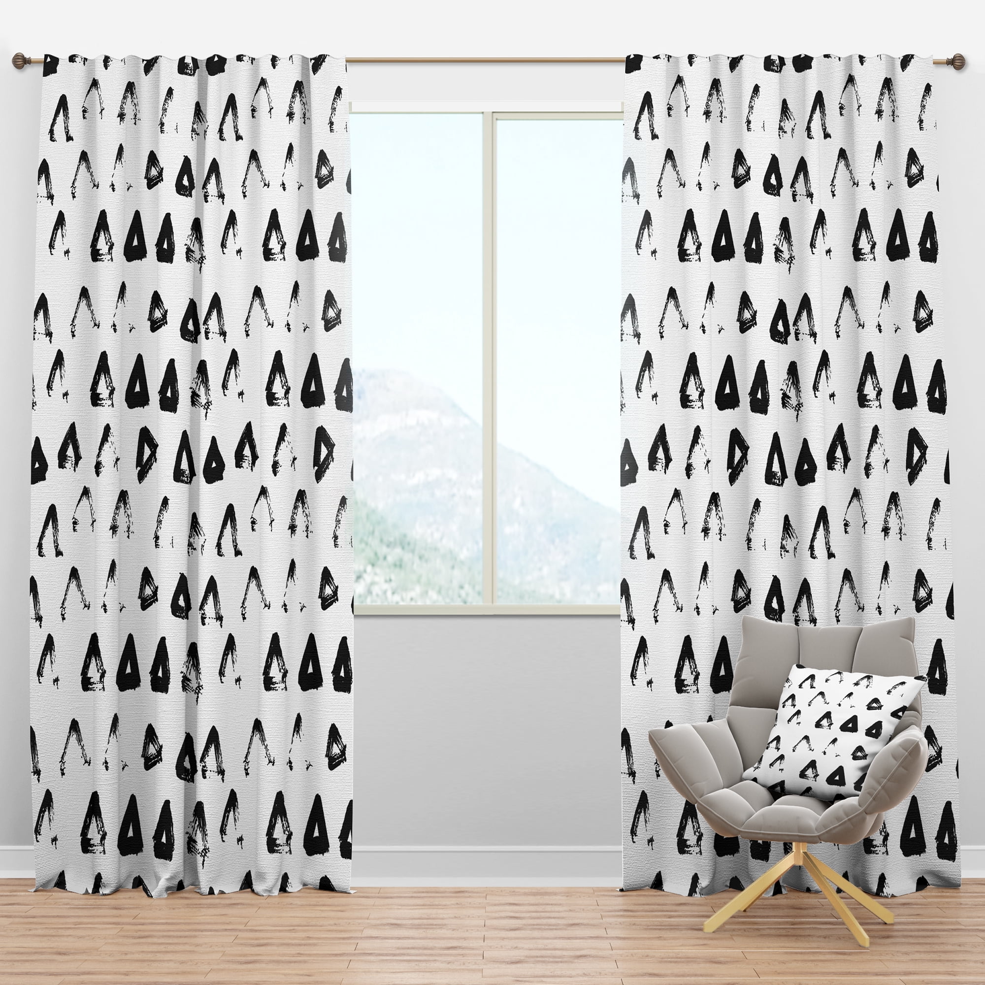 Designart 'Abstract Monochrome VIII' Modern & Contemporary Blackout Curtain Panel
