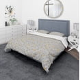 thumbnail image 1 of Designart 'Abstract Monochromic Pattern with Contour Leaves' Modern & Contemporary Duvet Cover Set, 1 of 4