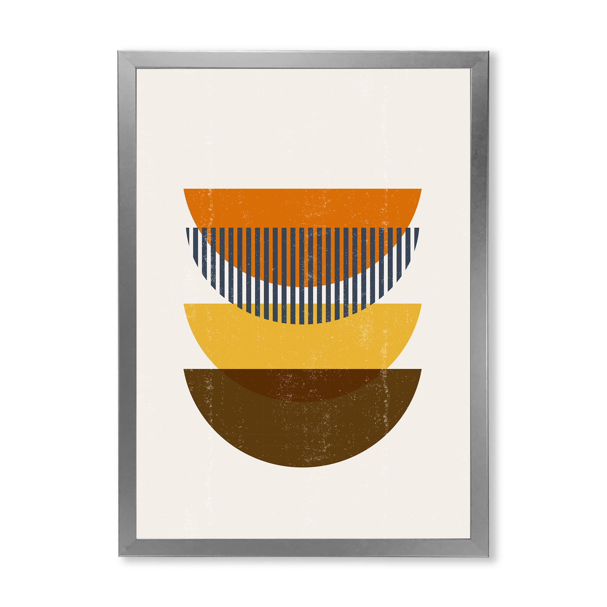 Designart 'Abstract Moon Geometric In Earth Tones' Modern Framed Art Print