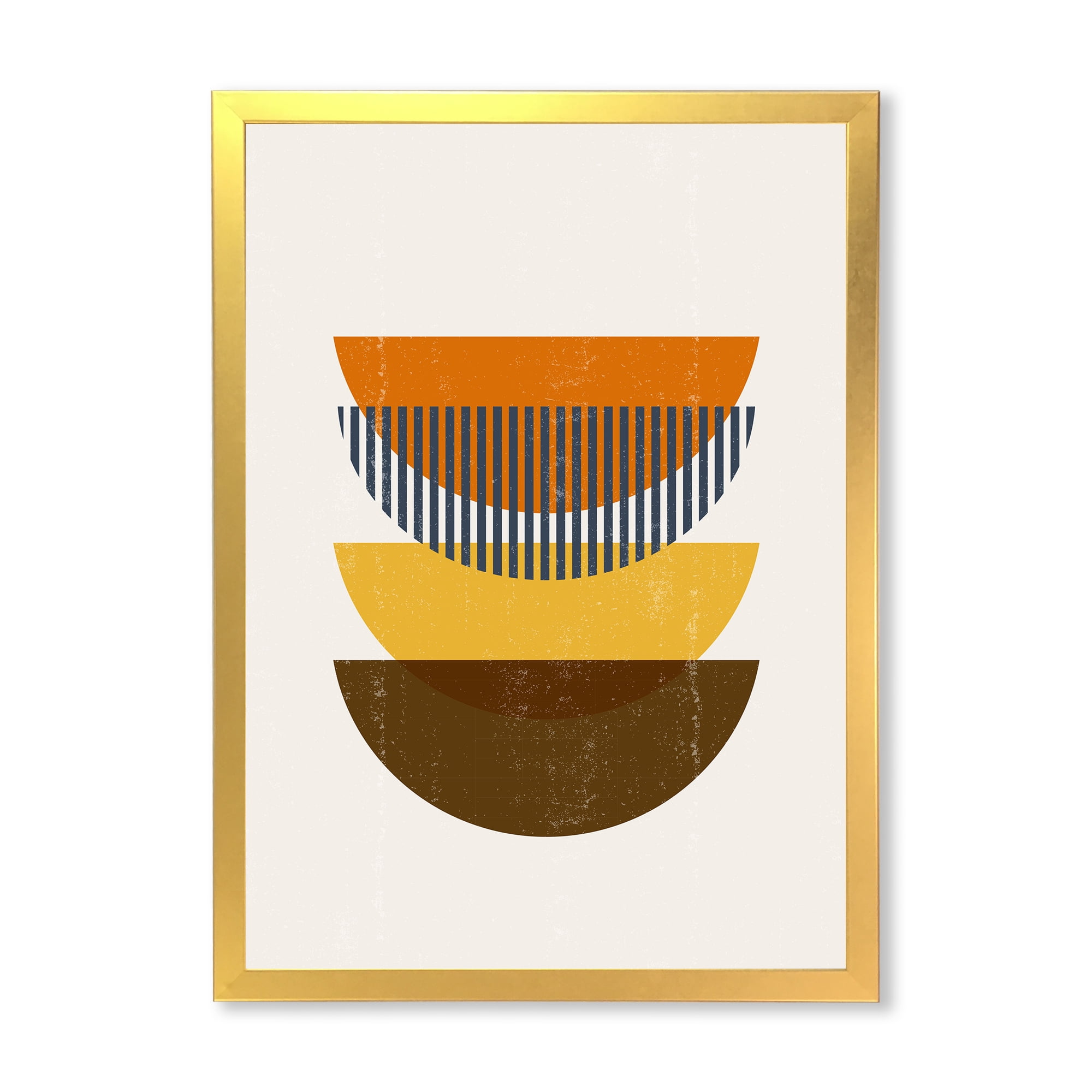 Designart 'Abstract Moon Geometric In Earth Tones' Modern Framed Art Print