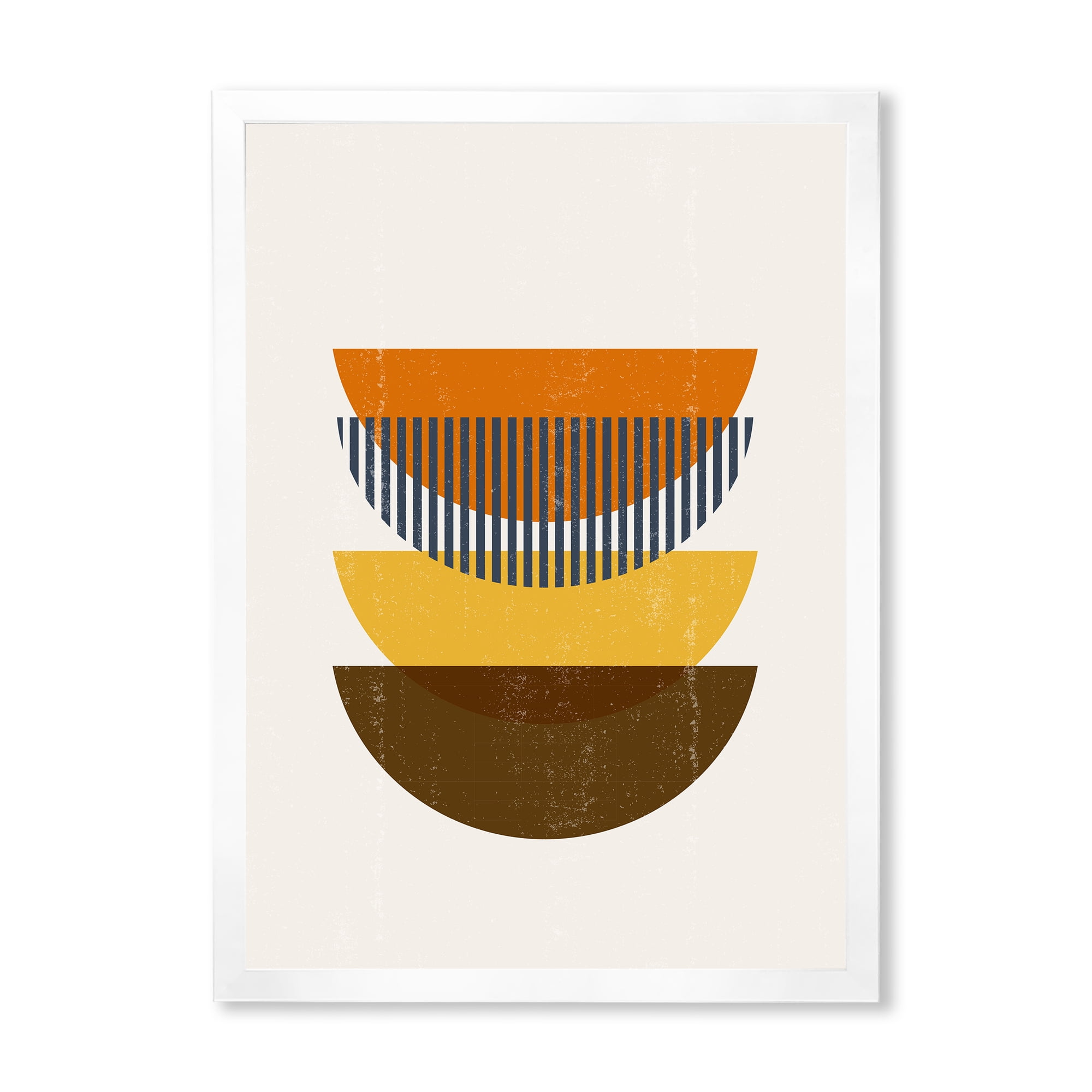 Designart 'Abstract Moon Geometric In Earth Tones' Modern Framed Art Print