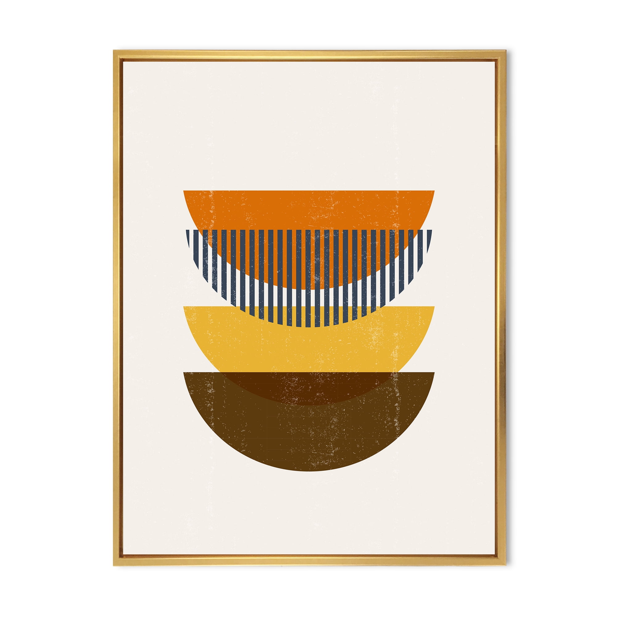 Designart 'Abstract Moon Geometric In Earth Tones' Modern Framed Canvas Wall Art Print