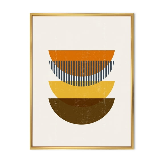 Designart 'Abstract Moon Geometric In Earth Tones' Modern Framed Canvas Wall Art Print