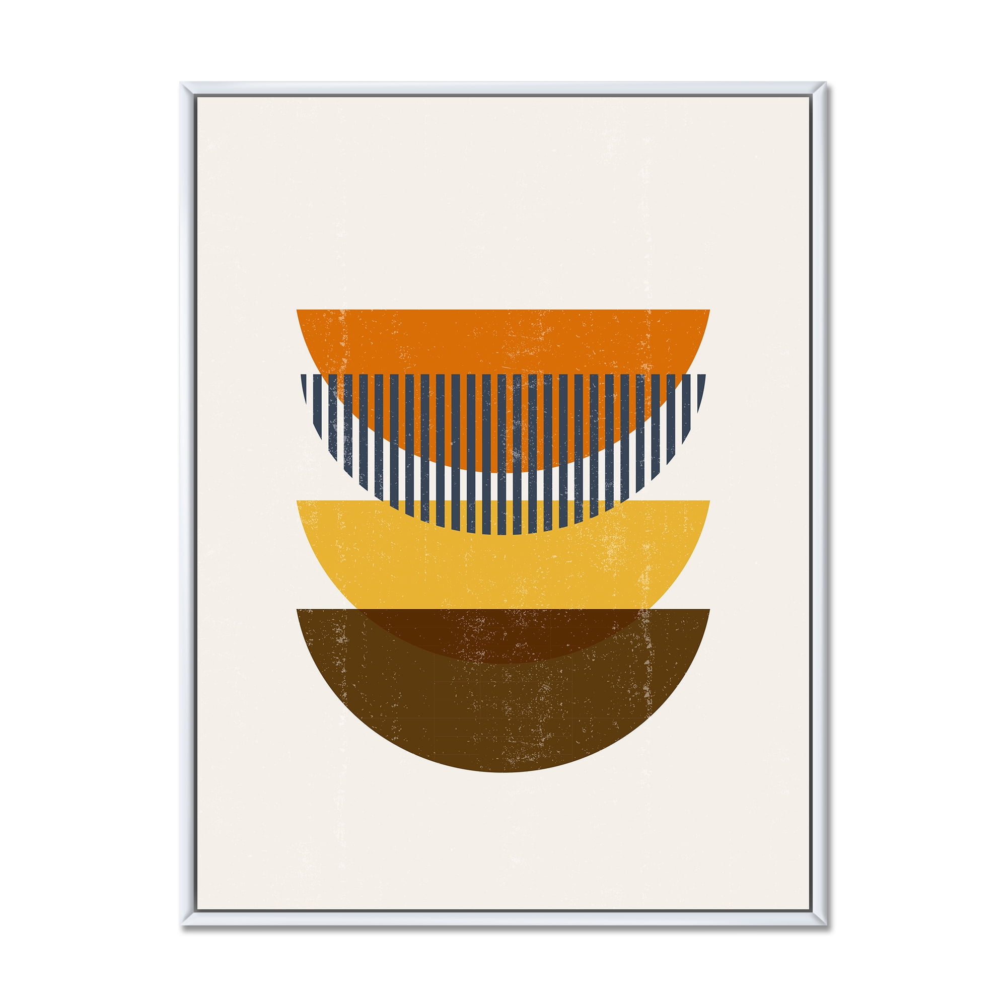 Designart 'Abstract Moon Geometric In Earth Tones' Modern Framed Canvas Wall Art Print