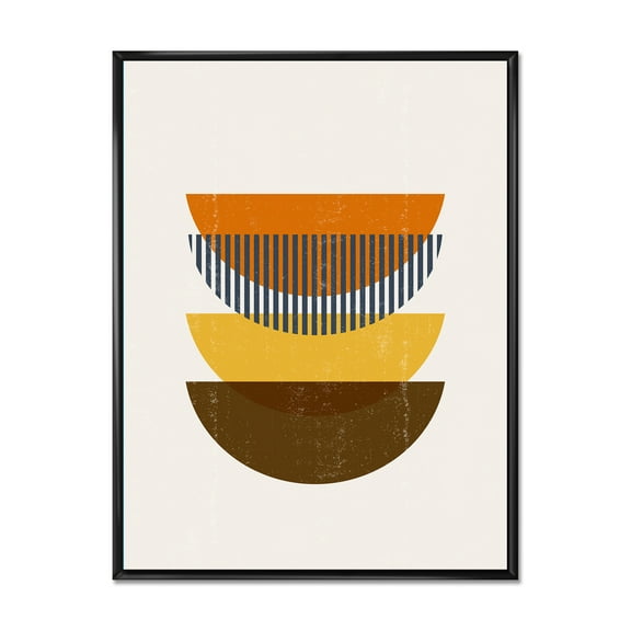 Designart 'Abstract Moon Geometric In Earth Tones' Modern Framed Canvas Wall Art Print