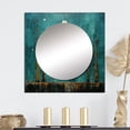 thumbnail image 1 of Designart "Abstract Moon on Retro Teal Lunar Reflections" Transitional Square Mirror Wall Decor Transitional - Large Turquoise Square Bathroom Mirror - Square Printed Wall Mirror Art, 1 of 5