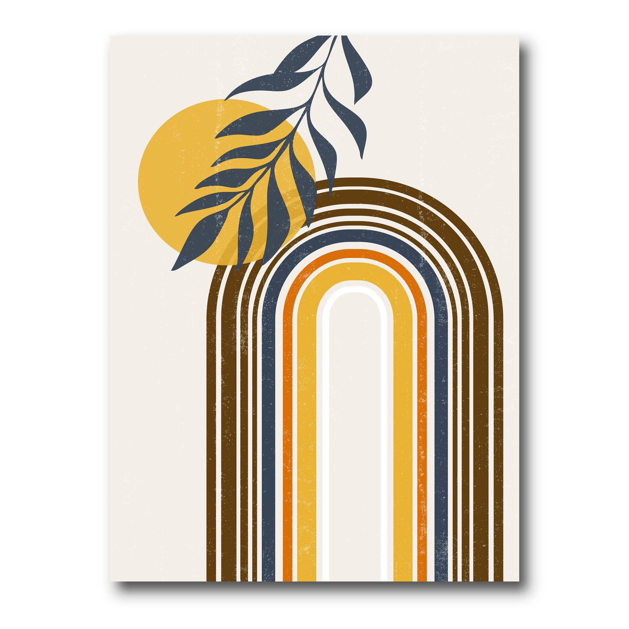 Designart ' Abstract Moon Sun Leaves II ' Modern Canvas Wall Art Print
