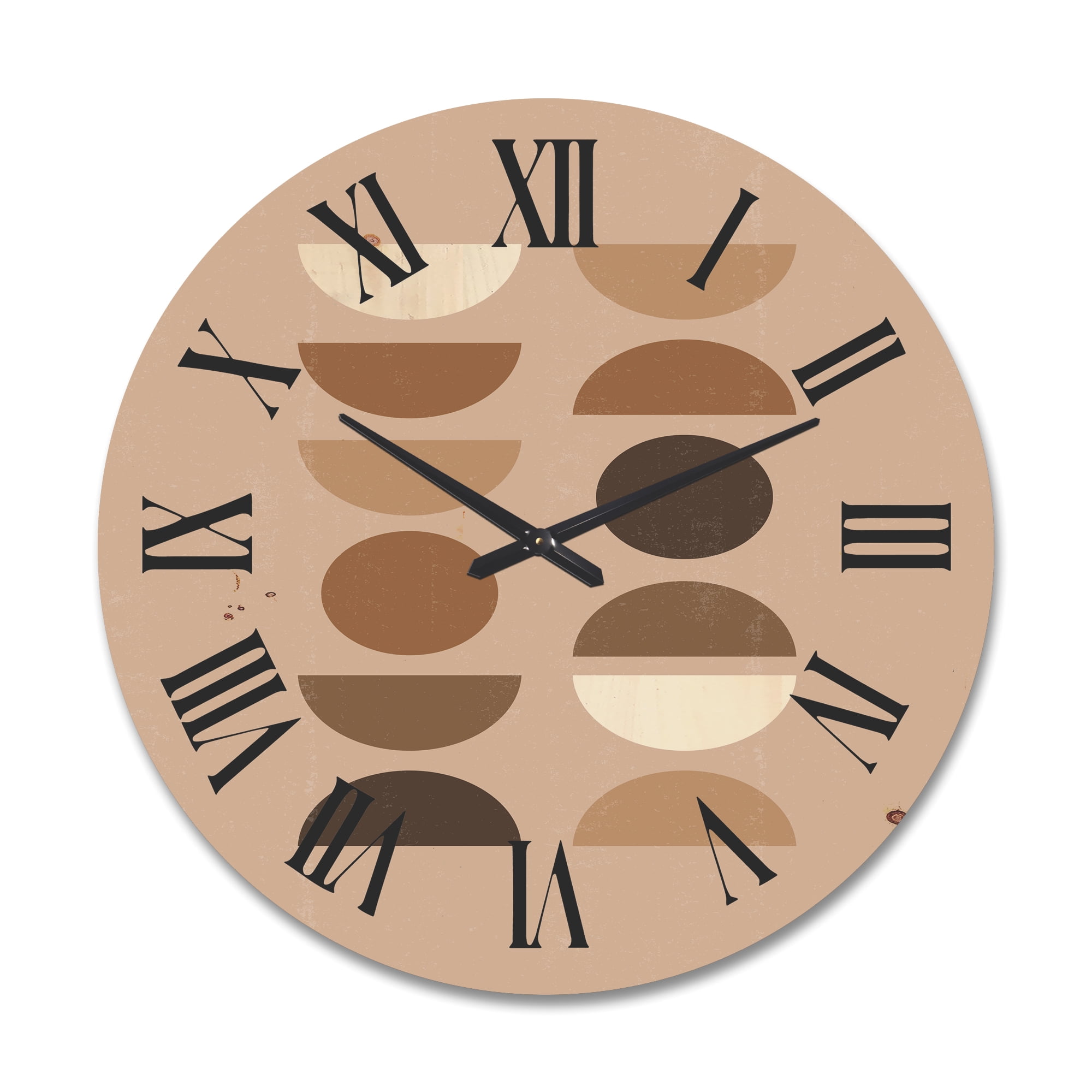 Designart 'Abstract Moon and Sun Geometric Print II' Modern Wood Wall Clock
