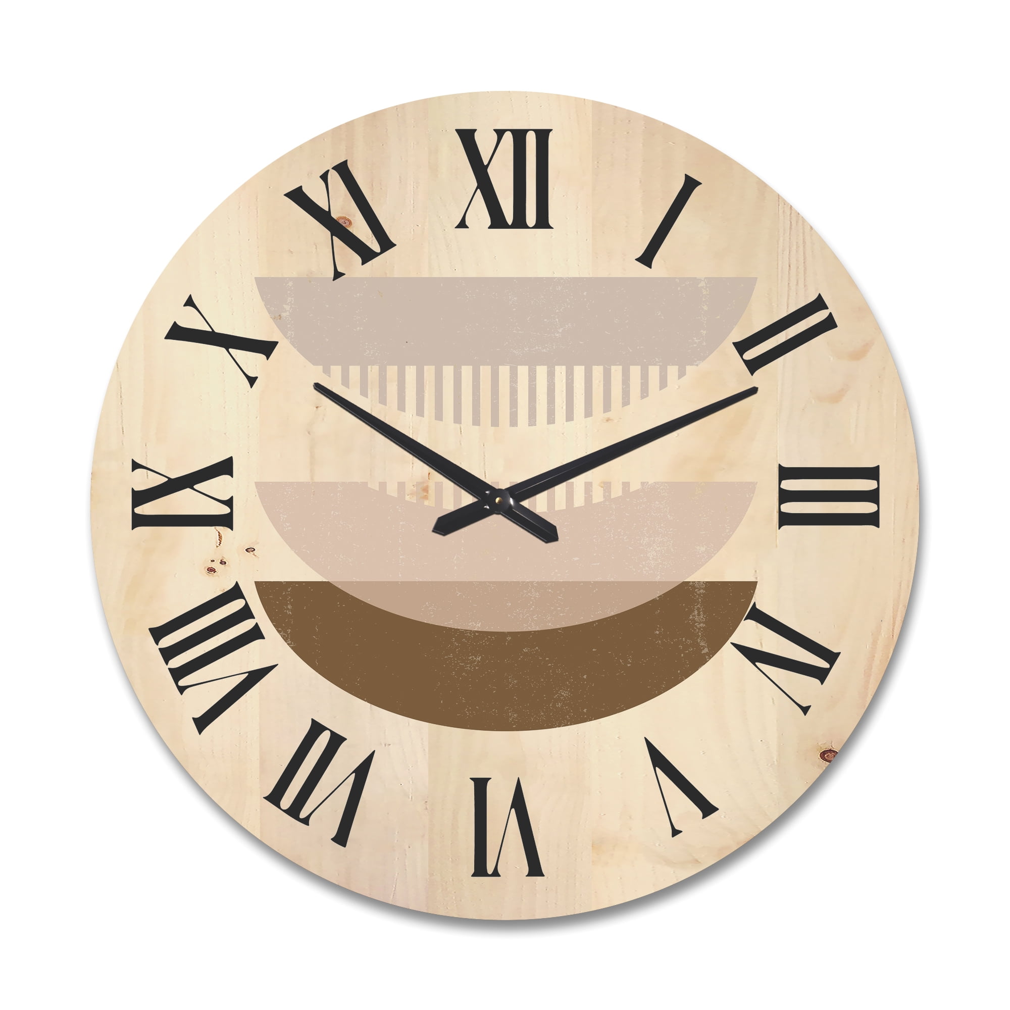 Designart 'Abstract Moon and Sun Geometric Print III' Modern Wood Wall Clock