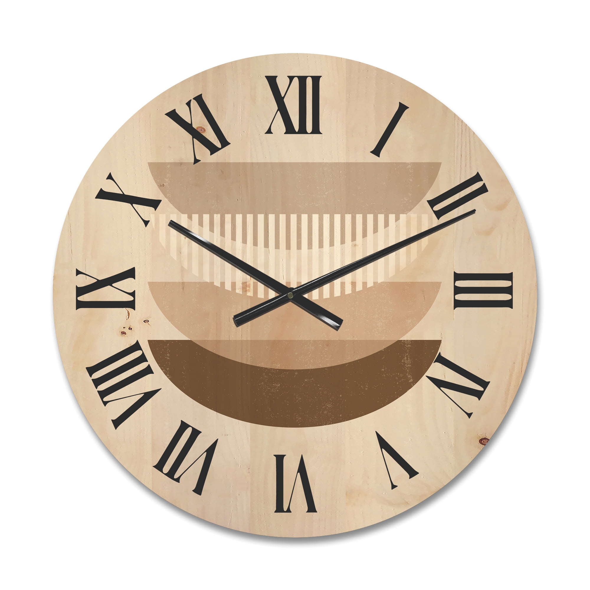 Designart 'Abstract Moon and Sun Geometric Print III' Modern Wood Wall Clock