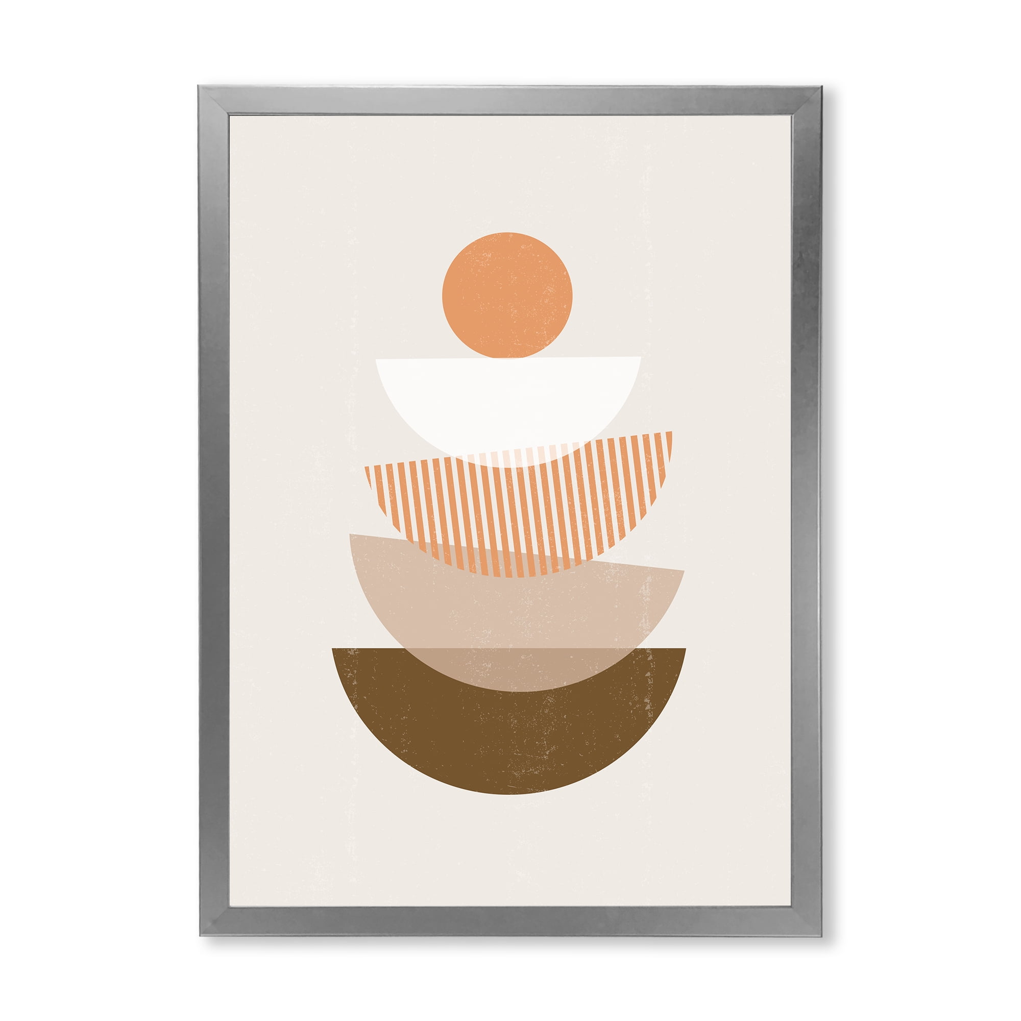 Designart 'Abstract Moon and Sun Geometrics In Terracotta I' Modern Framed Art Print