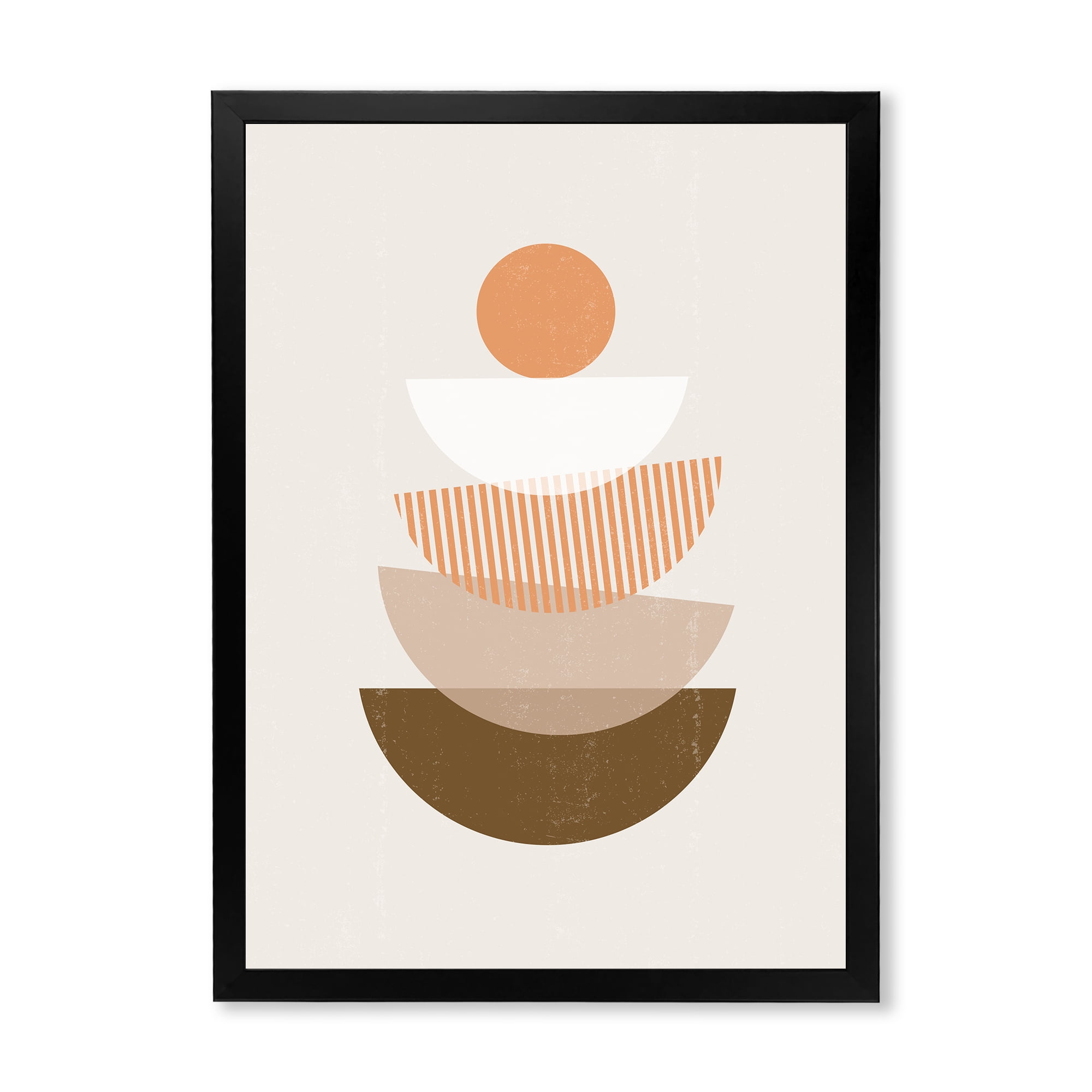 Designart 'Abstract Moon and Sun Geometrics In Terracotta I' Modern Framed Art Print