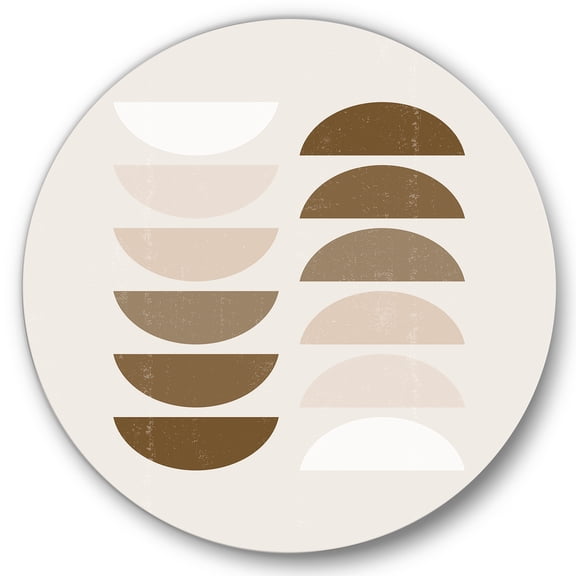 Designart 'Abstract Moon and Sun Geometrics In Terracotta II' Modern Circle Metal Wall Art 29x29 - Disc of 29