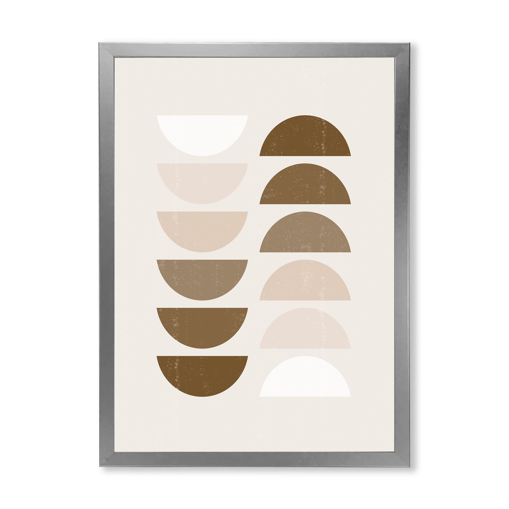 Designart 'Abstract Moon and Sun Geometrics In Terracotta II' Modern Framed Art Print