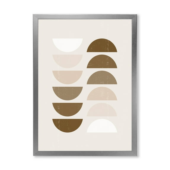 Designart 'Abstract Moon and Sun Geometrics In Terracotta II' Modern Framed Art Print