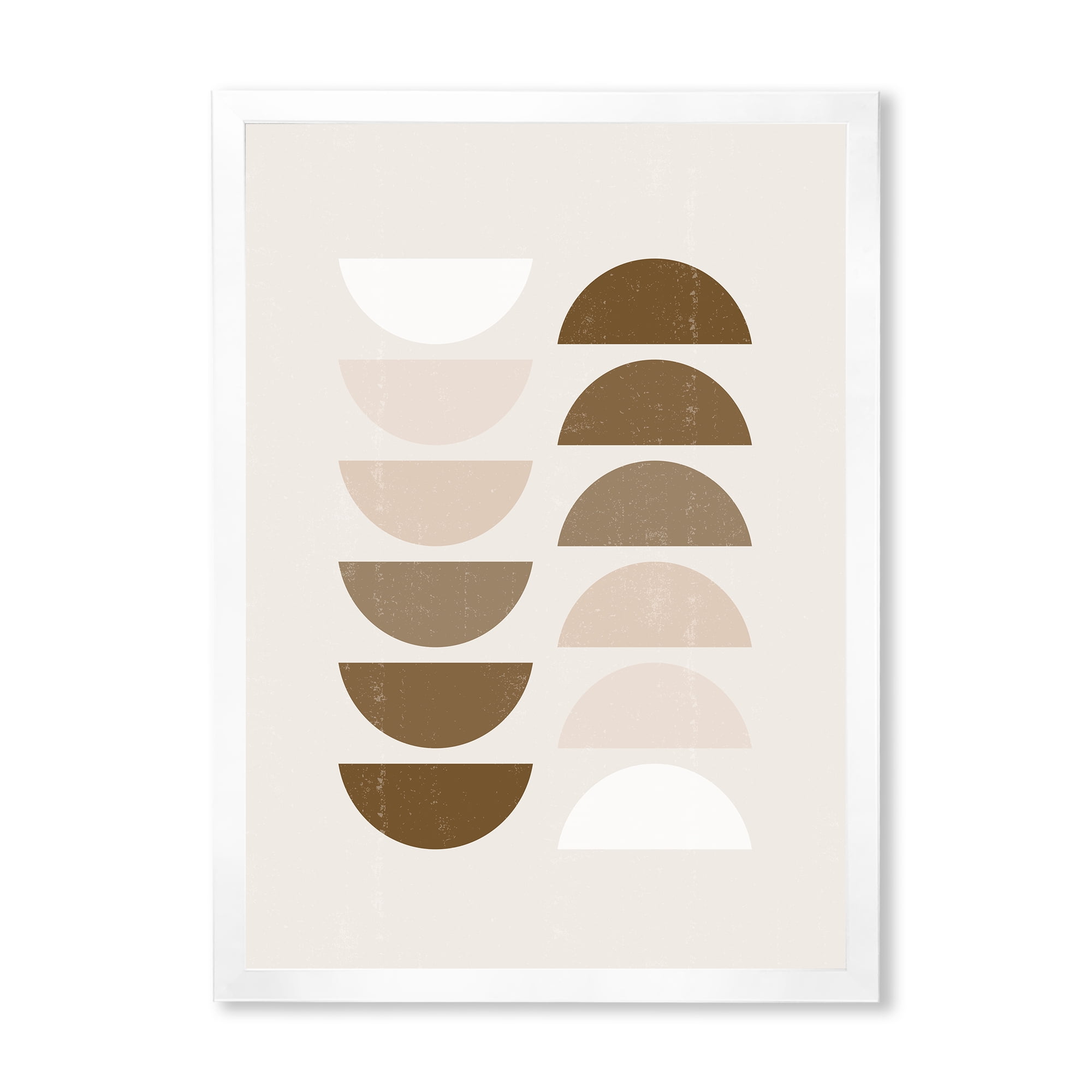 Designart 'Abstract Moon and Sun Geometrics In Terracotta II' Modern Framed Art Print