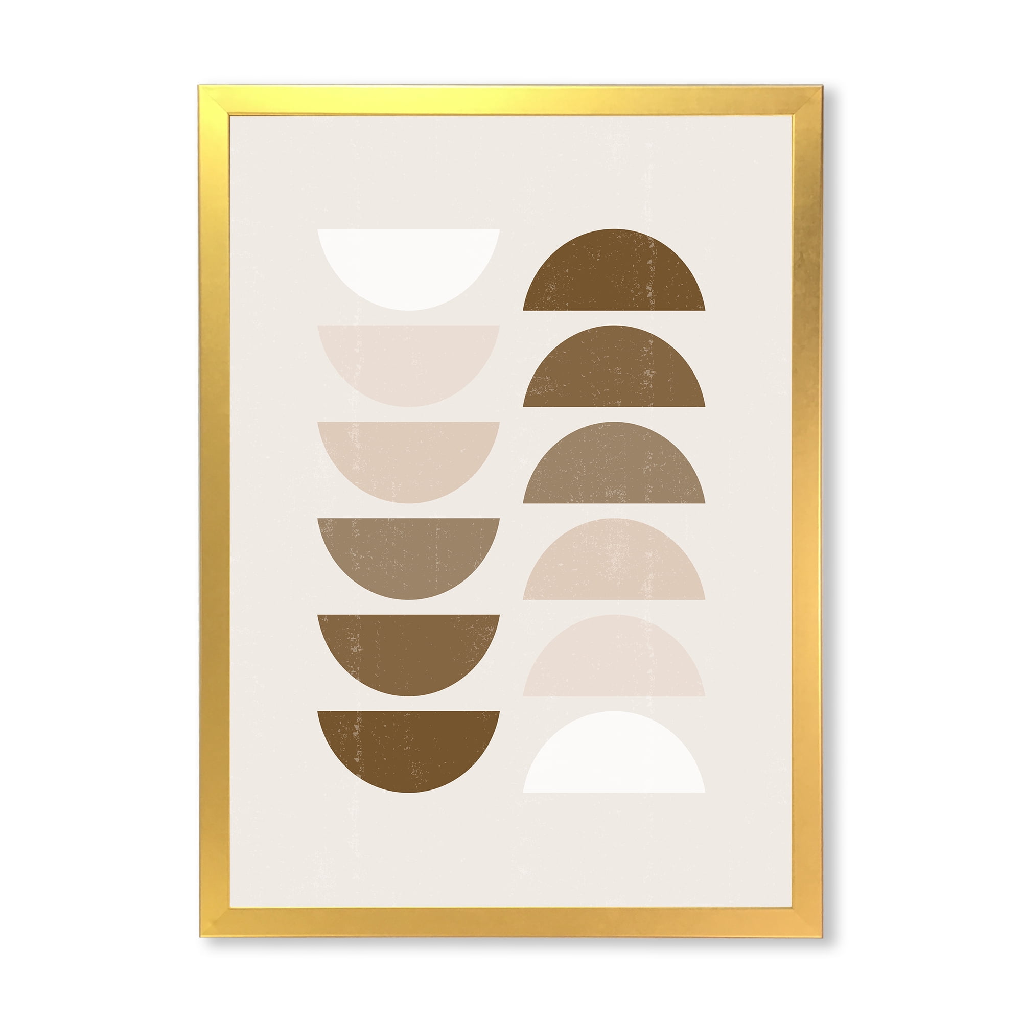 Designart 'Abstract Moon and Sun Geometrics In Terracotta II' Modern Framed Art Print