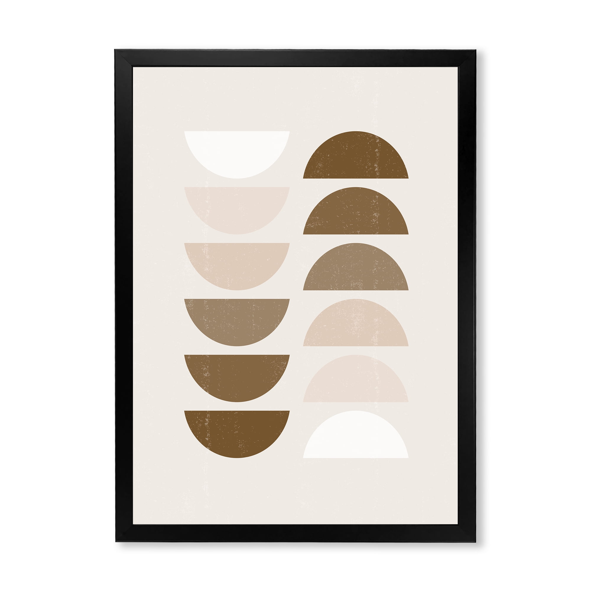 Designart 'Abstract Moon and Sun Geometrics In Terracotta II' Modern Framed Art Print