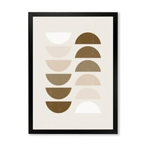 Designart 'Abstract Moon and Sun Geometrics In Terracotta II' Modern Framed Art Print