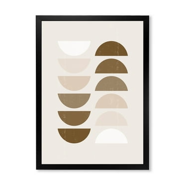 Designart 'Abstract Moon and Sun Geometrics In Terracotta II' Modern Framed Art Print