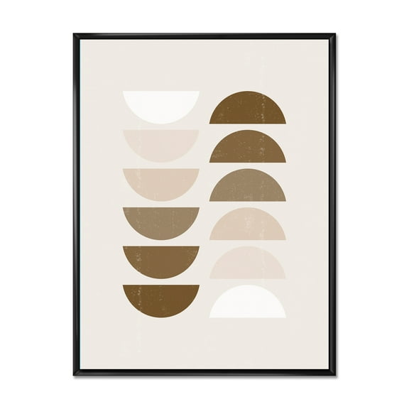 Designart 'Abstract Moon and Sun Geometrics In Terracotta II' Modern Framed Canvas Wall Art Print