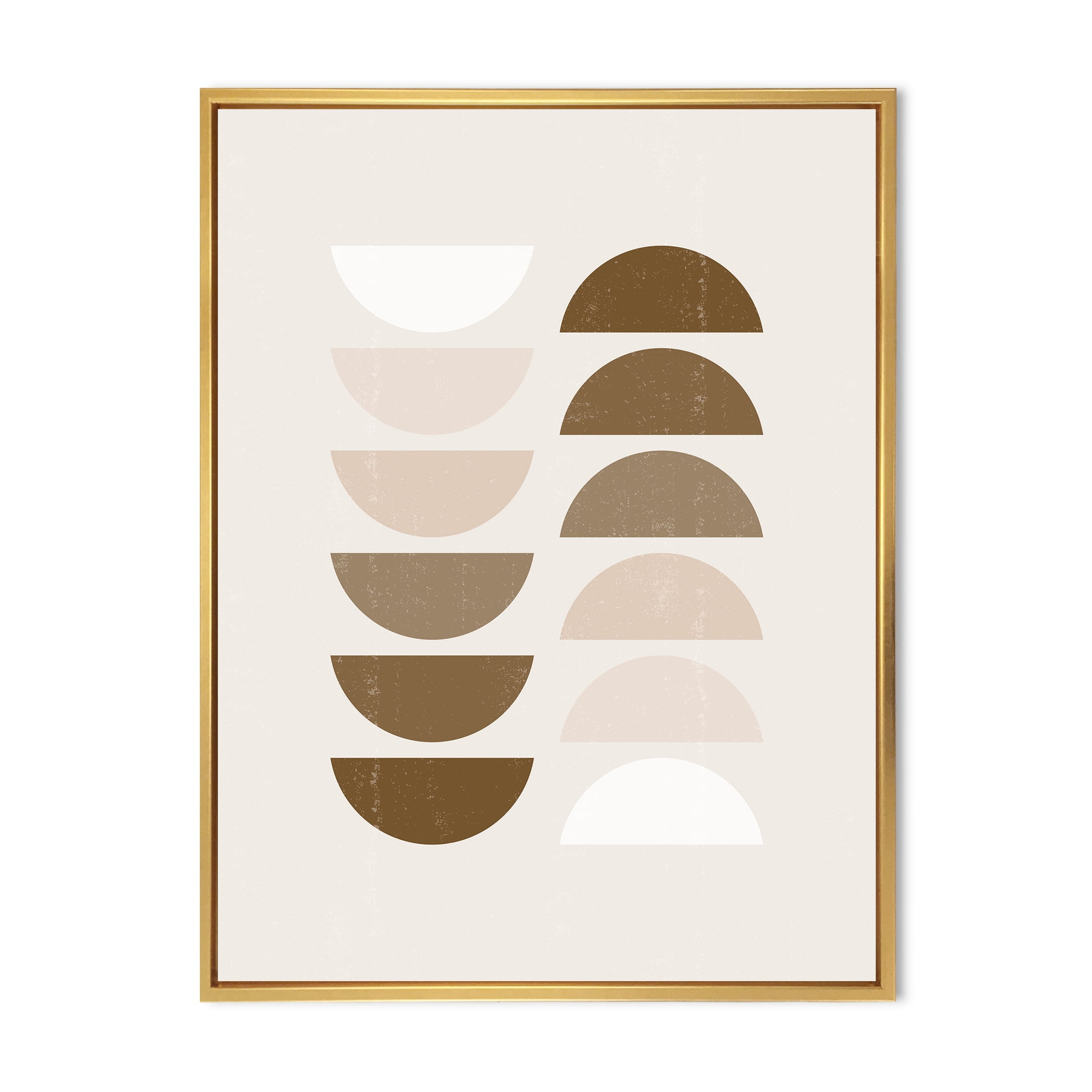 Designart 'Abstract Moon and Sun Geometrics In Terracotta II' Modern Framed Canvas Wall Art Print