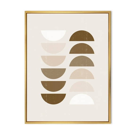 Designart 'Abstract Moon and Sun Geometrics In Terracotta II' Modern Framed Canvas Wall Art Print