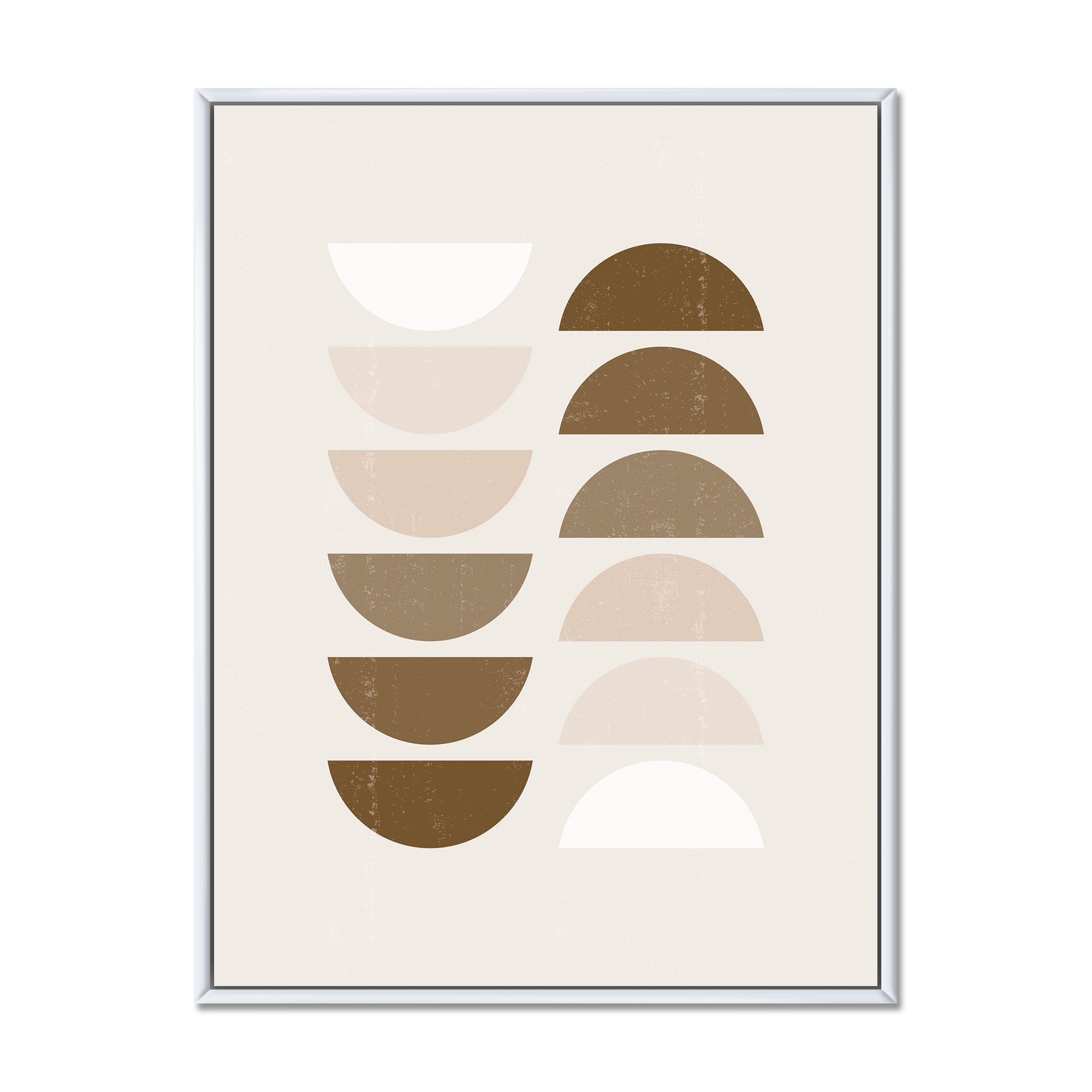 Designart 'Abstract Moon and Sun Geometrics In Terracotta II' Modern Framed Canvas Wall Art Print