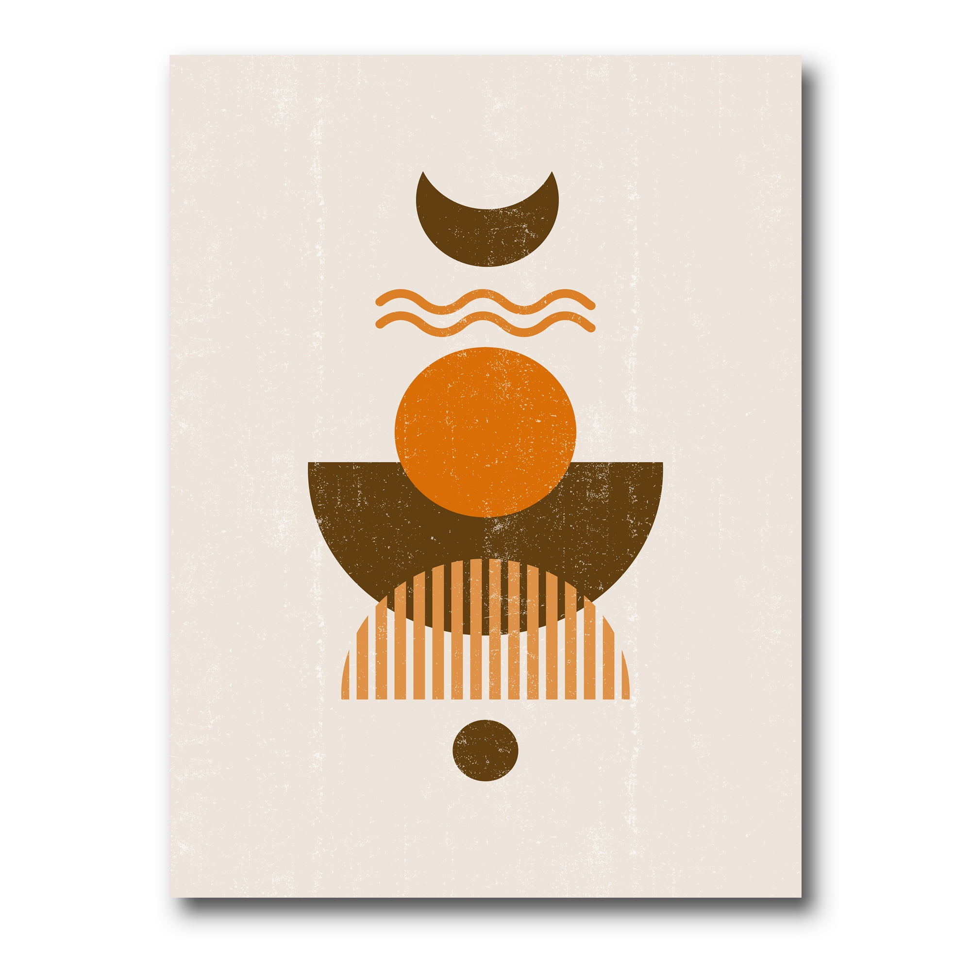 Designart ' Abstract Moon and Sun In Earth Tones ' Modern Canvas Wall Art Print