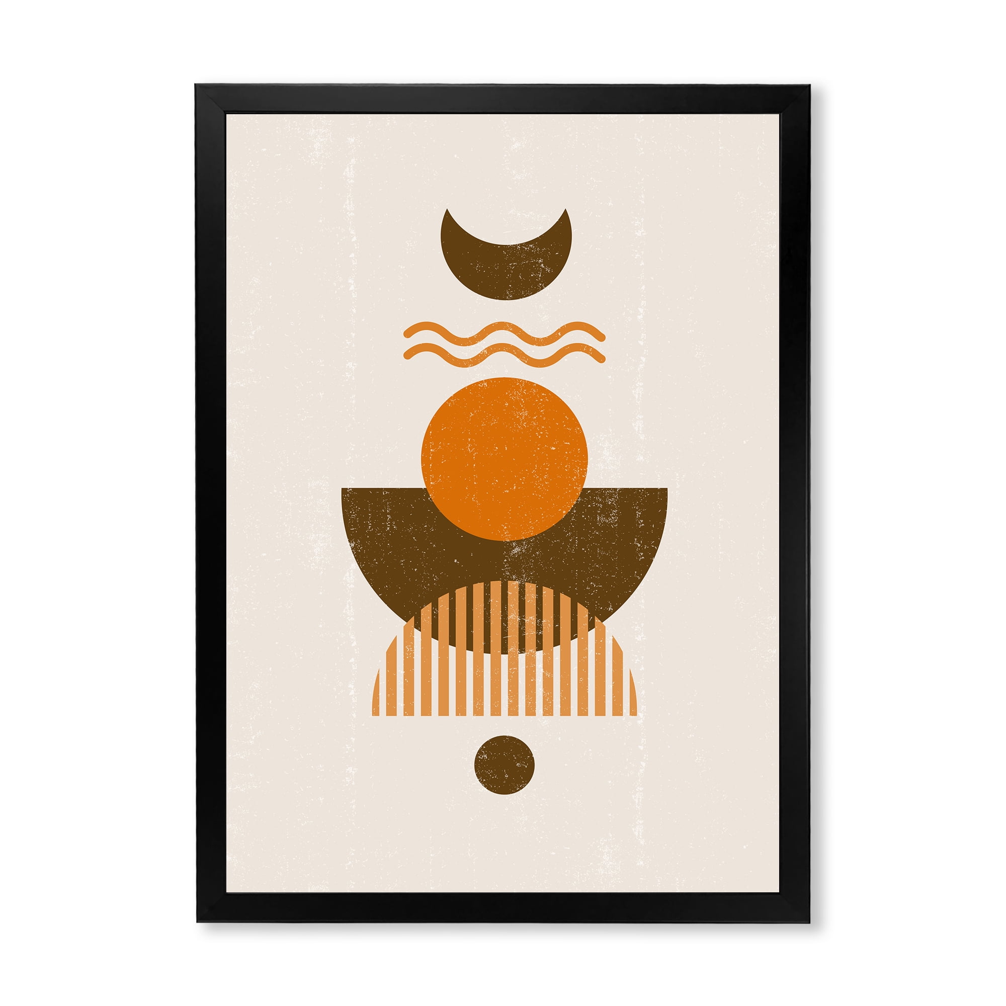 Designart 'Abstract Moon and Sun In Earth Tones' Modern Framed Art Print