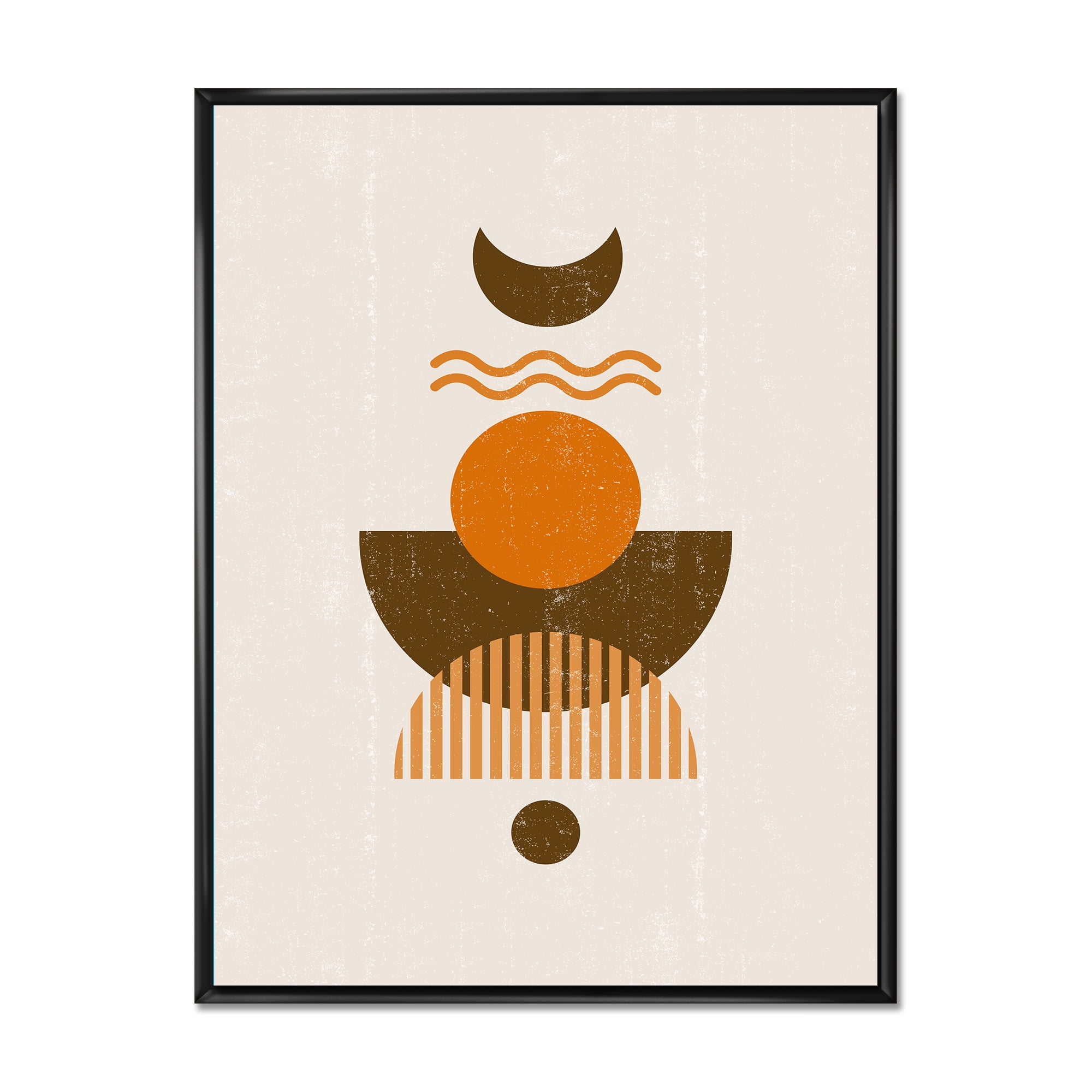 Designart 'Abstract Moon and Sun In Earth Tones' Modern Framed Canvas Wall Art Print
