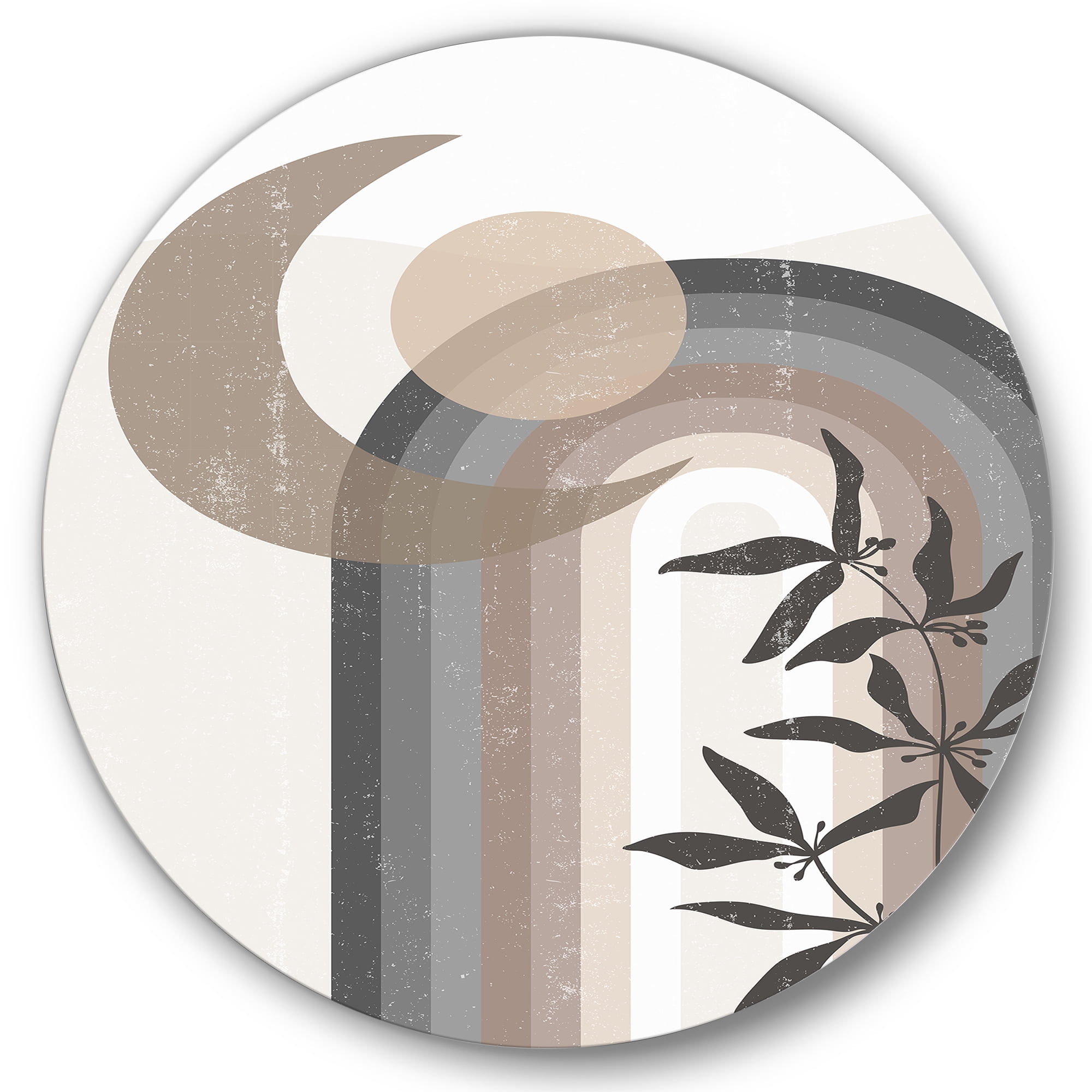 Designart 'Abstract Moon and Sun In Gray and Blue' Modern Circle Metal Wall Art 29x29 - Disc of 29