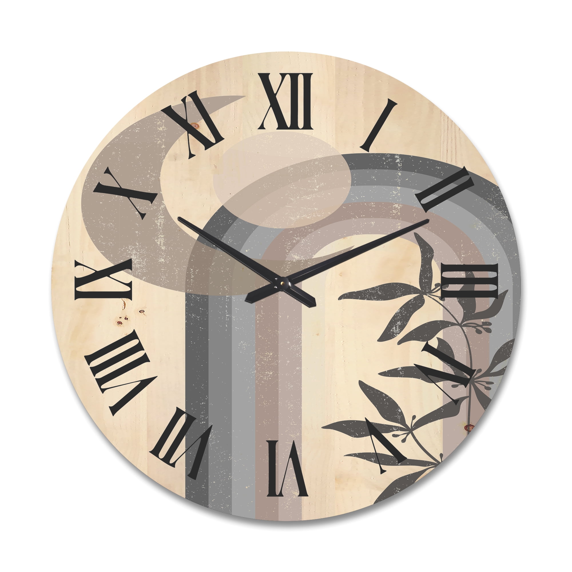 Designart 'Abstract Moon and Sun In Gray and Blue' Modern Wood Wall Clock