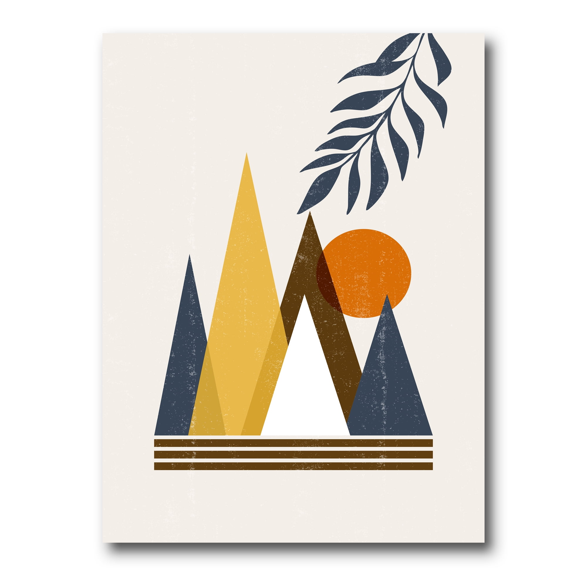 Designart ' Abstract Moon and Sun In Mountains I ' Modern Canvas Wall Art Print