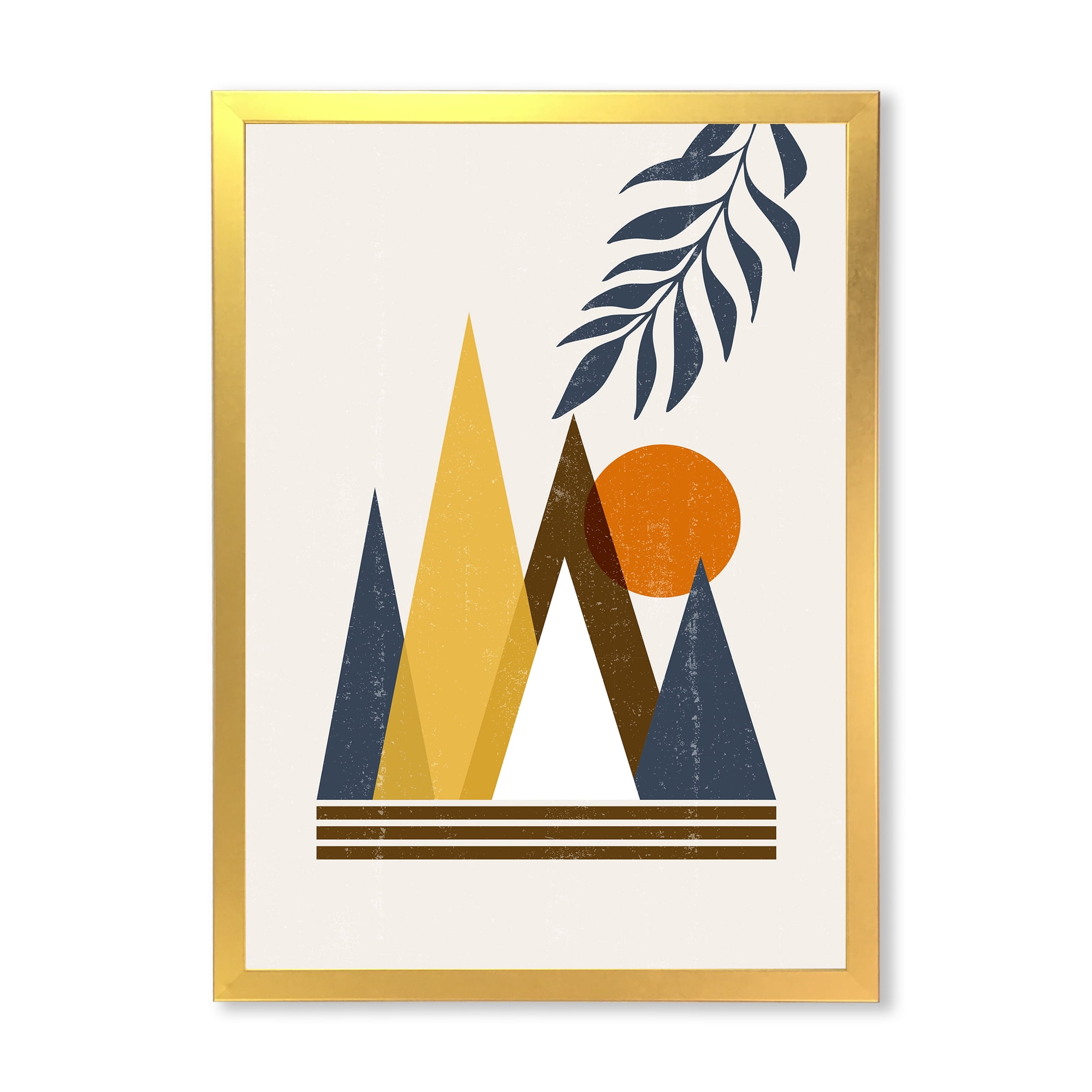 Designart 'Abstract Moon and Sun In Mountains I' Modern Framed Art Print