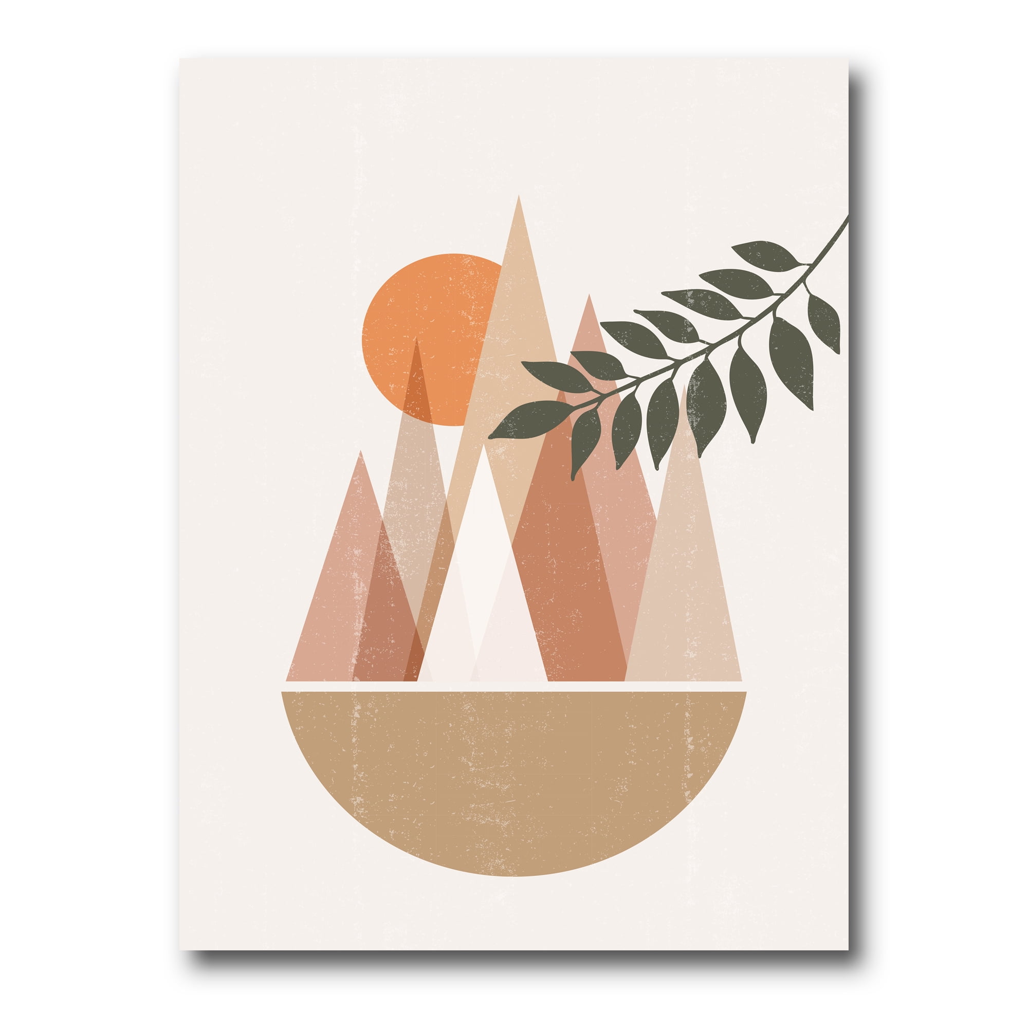 Designart ' Abstract Moon and Sun In Mountains II ' Modern Canvas Wall Art Print