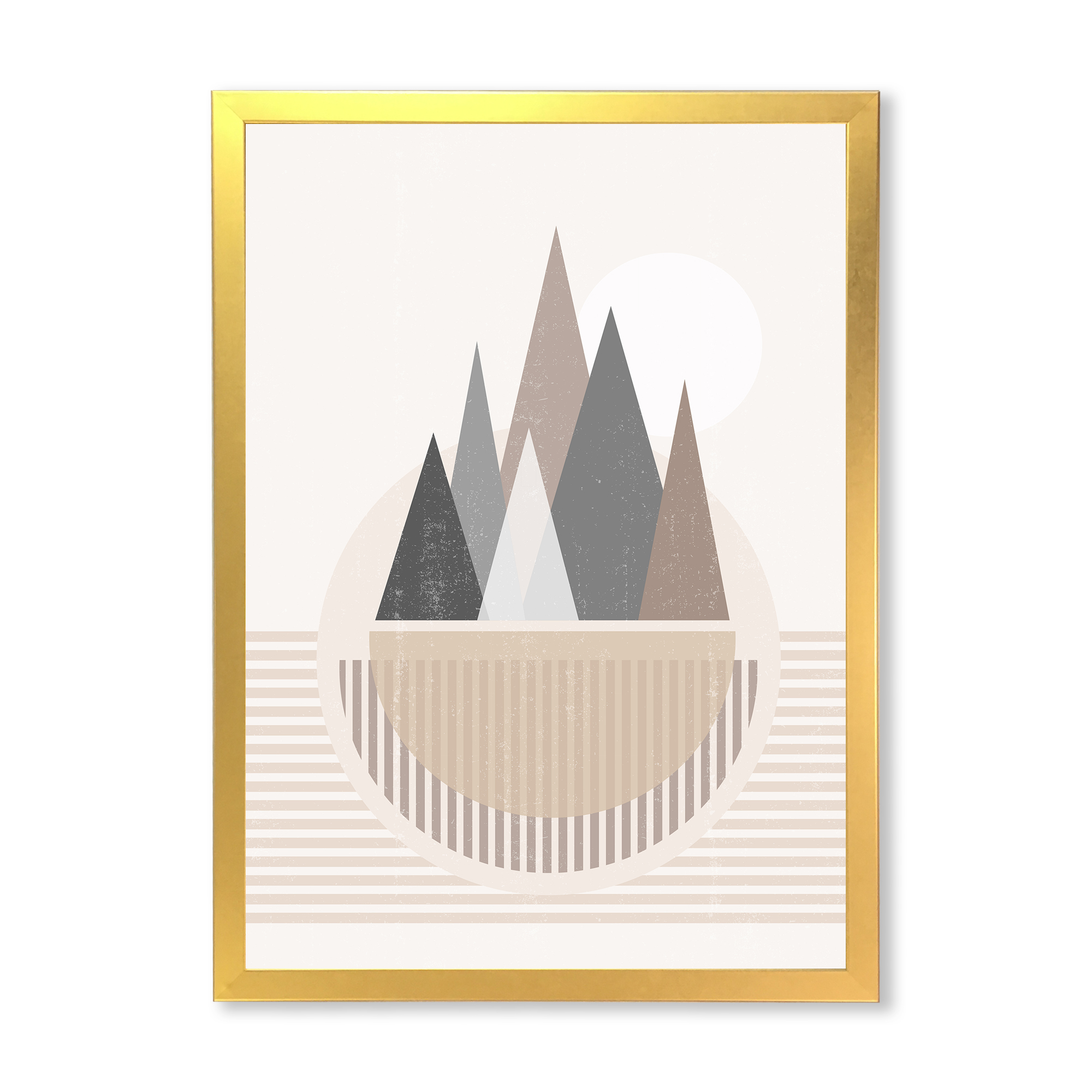 Designart 'Abstract Moon and Sun In Mountains III' Modern Framed Art Print