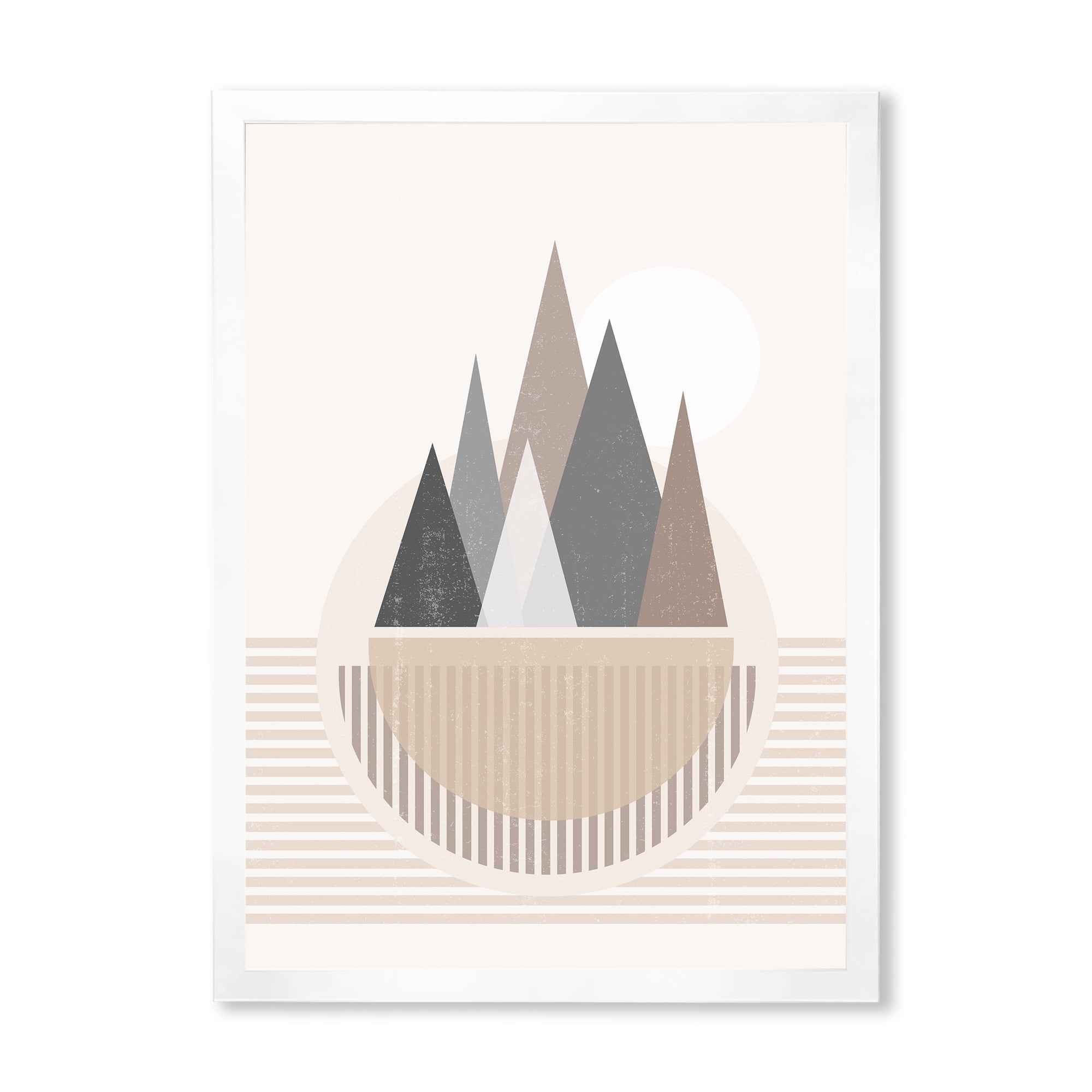 Designart 'Abstract Moon and Sun In Mountains III' Modern Framed Art Print