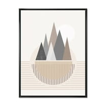 Designart 'Abstract Moon and Sun In Mountains III' Modern Framed Canvas Wall Art Print