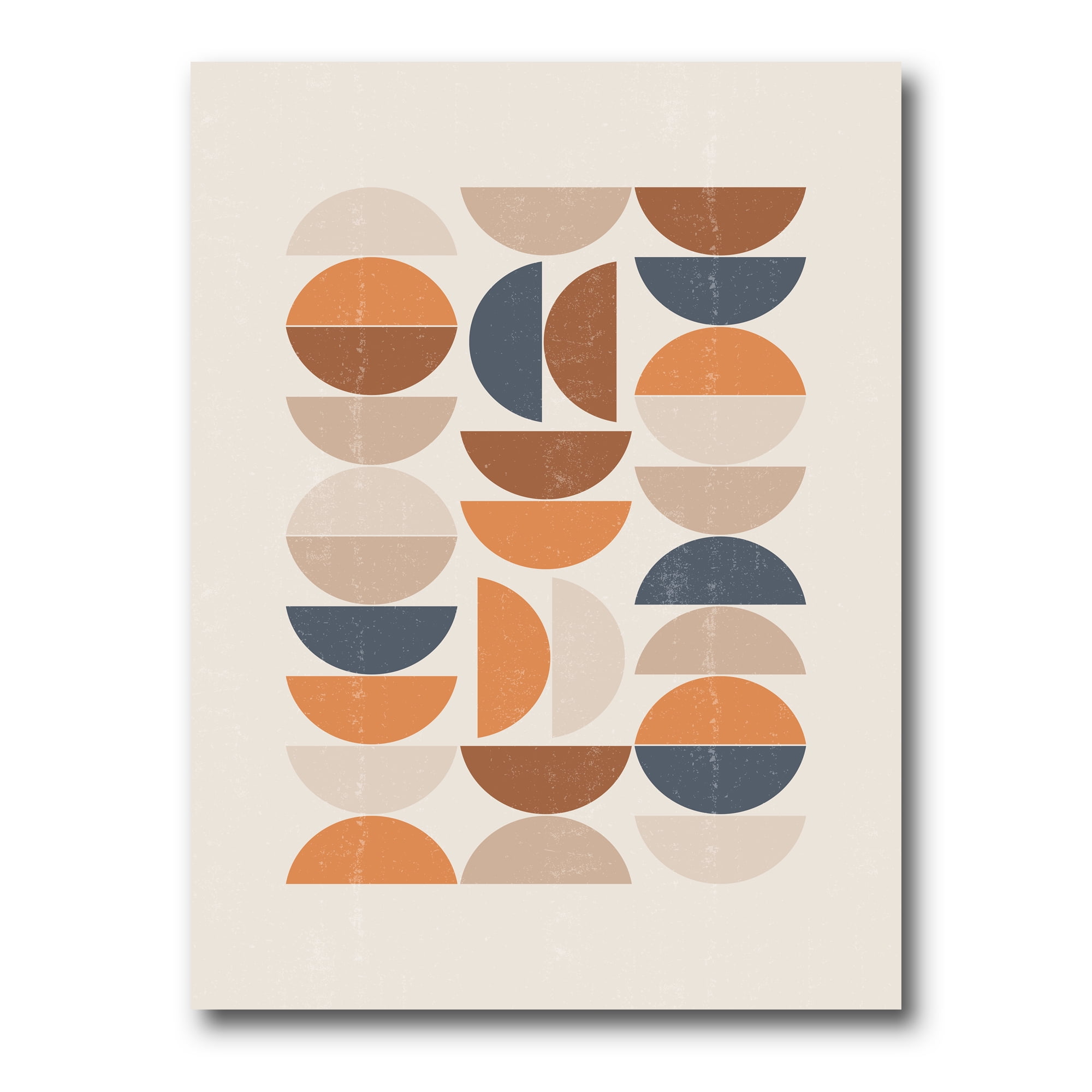 Designart ' Abstract Moon and Sun In Orange and Blue ' Modern Canvas Wall Art Print