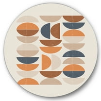 Designart 'Abstract Moon and Sun In Orange and Blue' Modern Circle Metal Wall Art 36x36 - Disc of 36