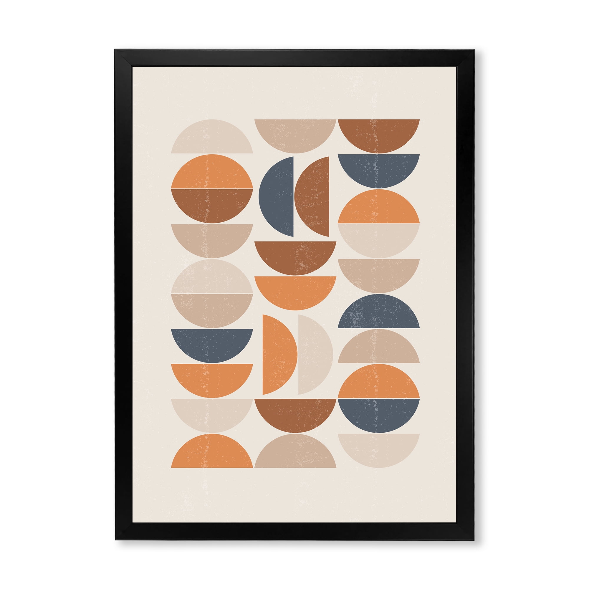 Designart 'Abstract Moon and Sun In Orange and Blue' Modern Framed Art Print