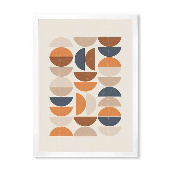 Designart 'Abstract Moon and Sun In Orange and Blue' Modern Framed Art Print