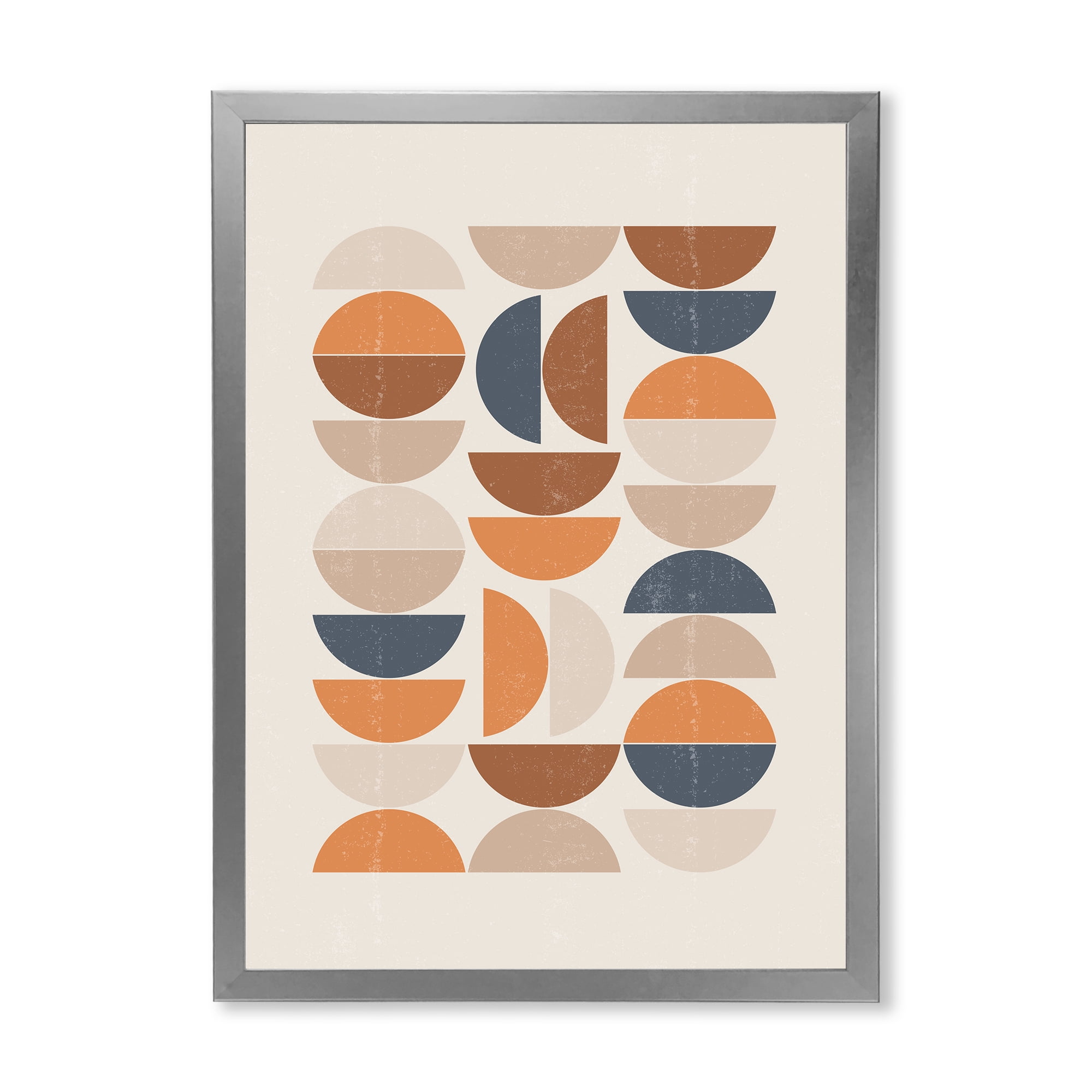 Designart 'Abstract Moon and Sun In Orange and Blue' Modern Framed Art Print