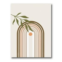 Designart ' Abstract Moon and Sun With Green Leaf I ' Modern Canvas Wall Art Print